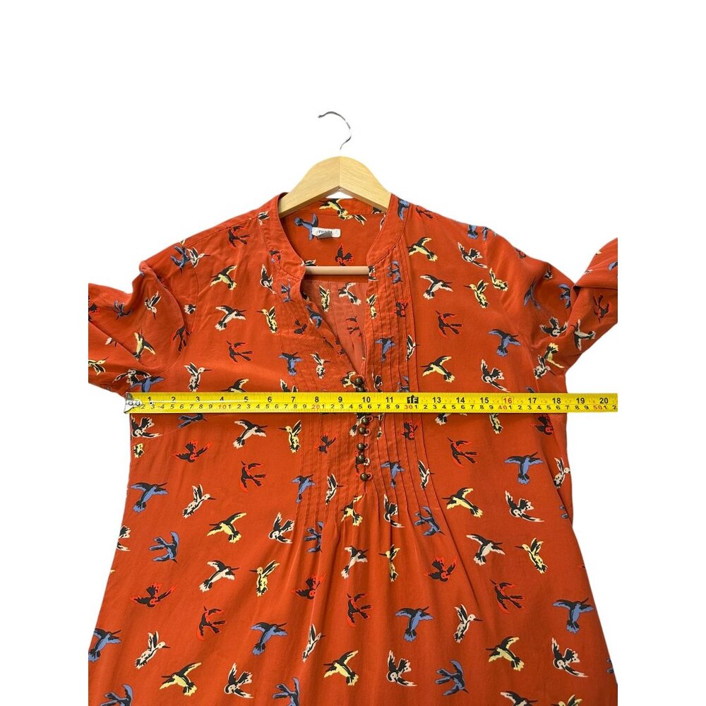 Fossill 100% silk Dress Womens Size Small‎ Pleated Cottagecore Fairycore Birds - Picture 10 of 11